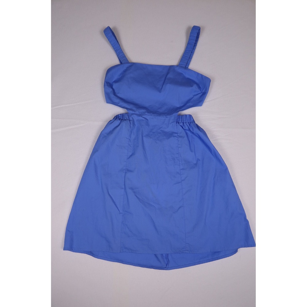 Forever 21 Women Teal Blue Cutout Waist Woven Mini Dress Square Neck Size M